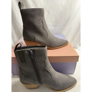 Lisa Vicky Boots Women Size 5 1/2 M Steady-V Stone Split Suede Gray Boots